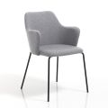Dining Room Chair in Fabric and Matt Black Metal 2 Pieces - Corinna