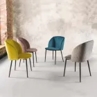Dining Room Chair in Velvet with Black Metal Legs, 4 Pieces - Hanna Viadurini