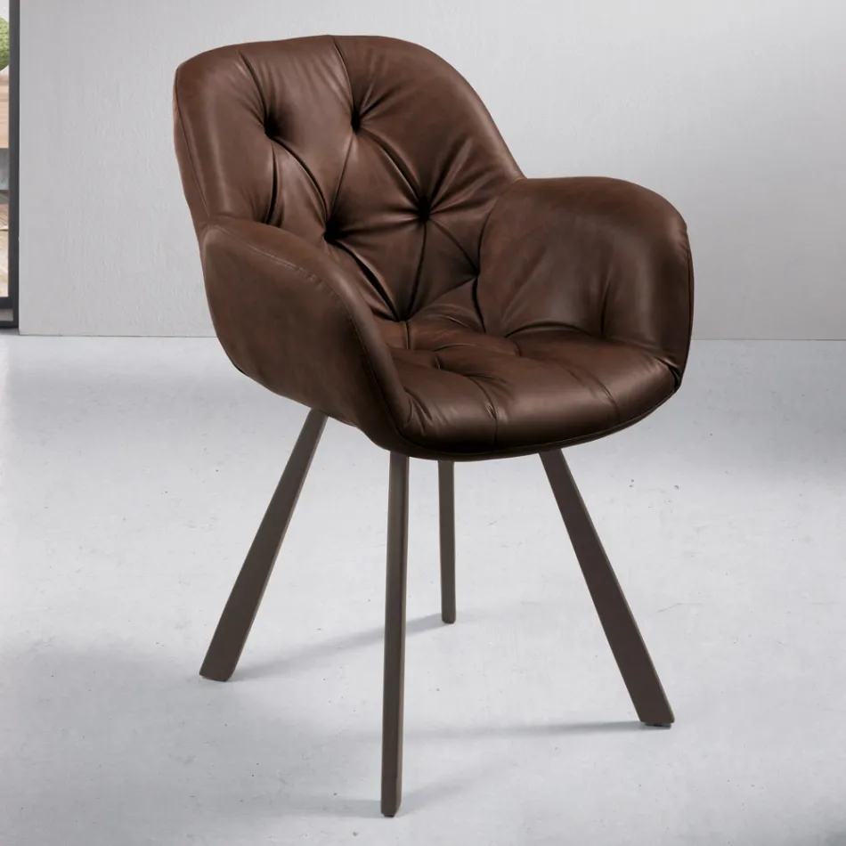 Dining Room Chair in Ecoleather Metal Structure 2 Pieces - Delpiero Viadurini