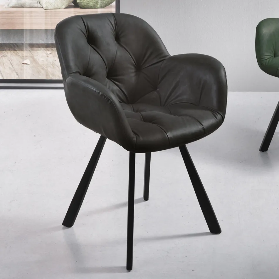 Dining Room Chair in Ecoleather Metal Structure 2 Pieces - Delpiero Viadurini