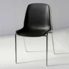 Meeting Room Chair or Modern Conference Room in Metal and Black ABS - Zetica Viadurini
