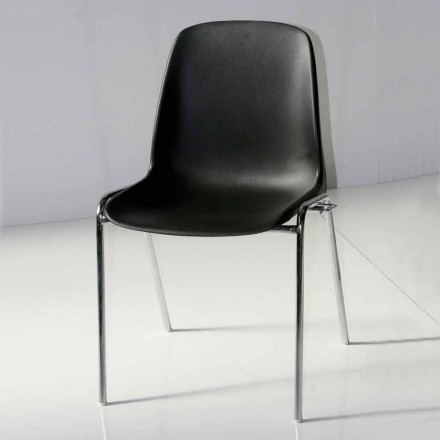 Meeting Room Chair or Modern Conference Room in Metal and Black ABS - Zetica Viadurini