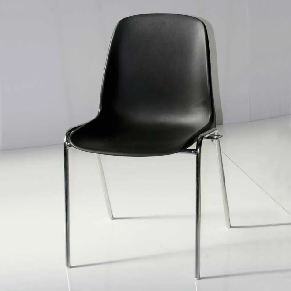 Meeting Room Chair or Modern Conference Room in Metal and Black ABS - Zetica Viadurini