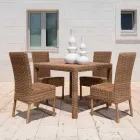 Outdoor Dining Chair in Woven Synthetic Rattan and Fabric, 2 Pieces - Yves Viadurini