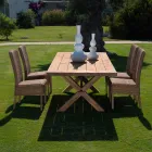 Outdoor Dining Chair in Woven Synthetic Rattan and Fabric, 2 Pieces - Yves Viadurini