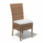 Outdoor Dining Chair in Woven Synthetic Rattan and Fabric, 2 Pieces - Yves Viadurini