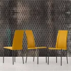 Leather Upholstered Chair with Metal Structure Made in Italy, 2 Pieces - Zinc Viadurini