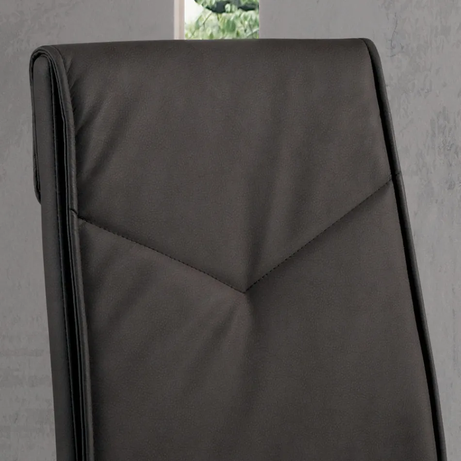 2 Piece Upholstered Hammered Faux Leather Dining Room Chair - Robocop Viadurini