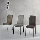 2 Piece Upholstered Hammered Faux Leather Dining Room Chair - Robocop Viadurini