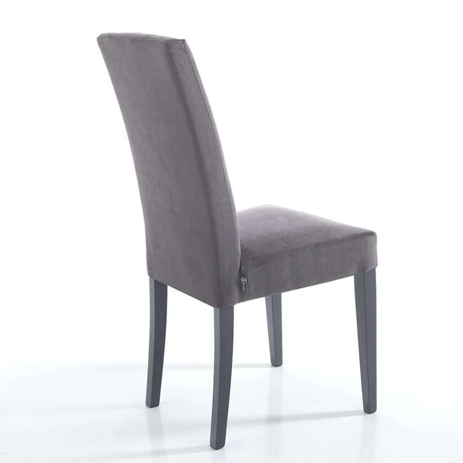 Dining Room Chair in Microfiber and Wood Made in Italy 2 Pieces - Simonella Viadurini