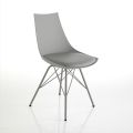 Dining Room Chair in Leather, Polypropylene and Metal 2 Pieces - Renella