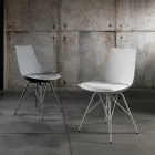 Dining Room Chair in Leather, Polypropylene and Metal 2 Pieces - Renella Viadurini
