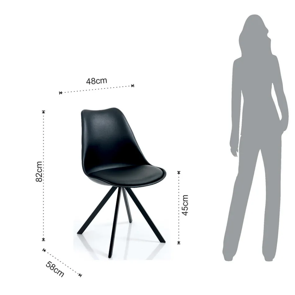 Dining Room Chair in Synthetic Leather and Polypropylene 4 Pieces - Shakira Viadurini
