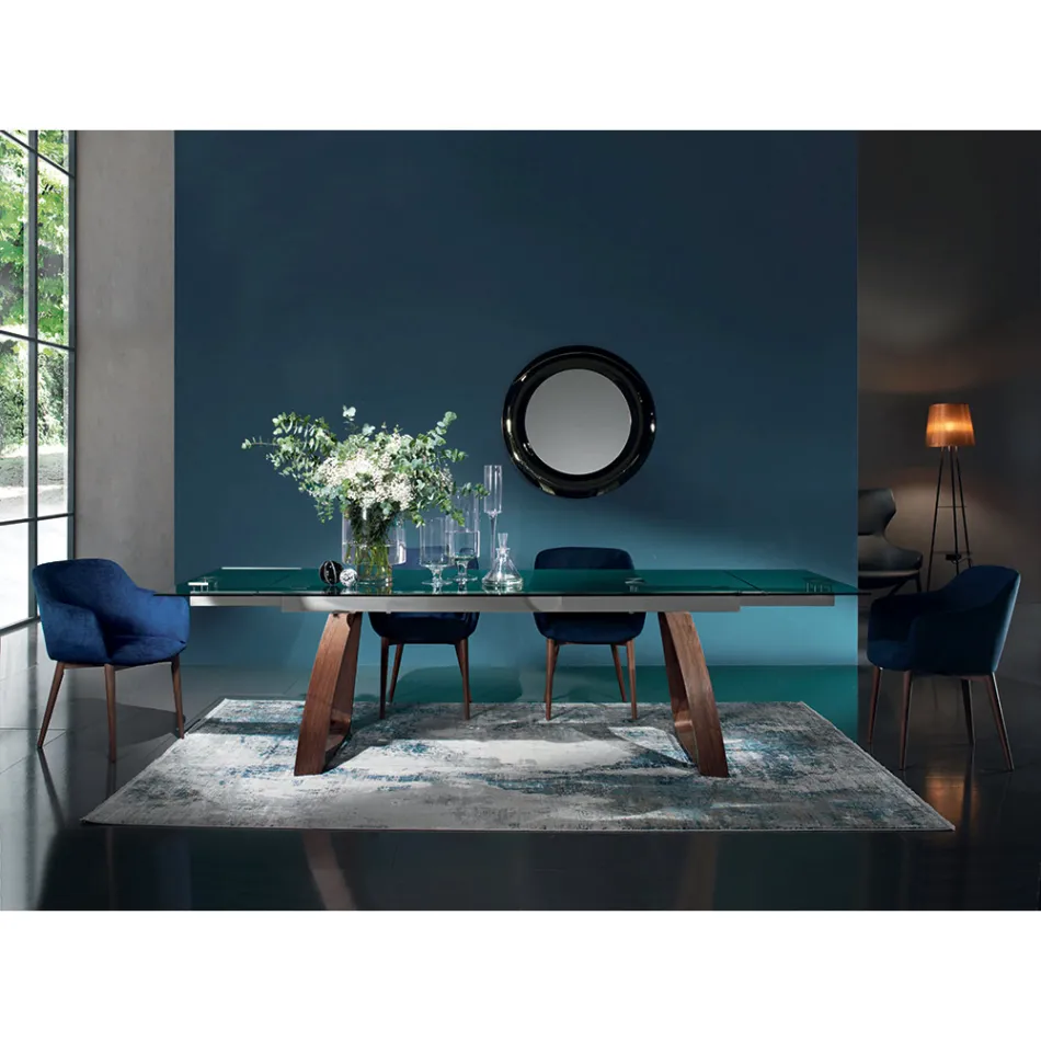 Dining Room Chair in Fabric and Wood Made in Italy 4 Pieces - Bardella Viadurini