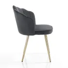 Dining Room Chair in Fabric and Metal Gold Finish 4 Pieces - Refined Viadurini