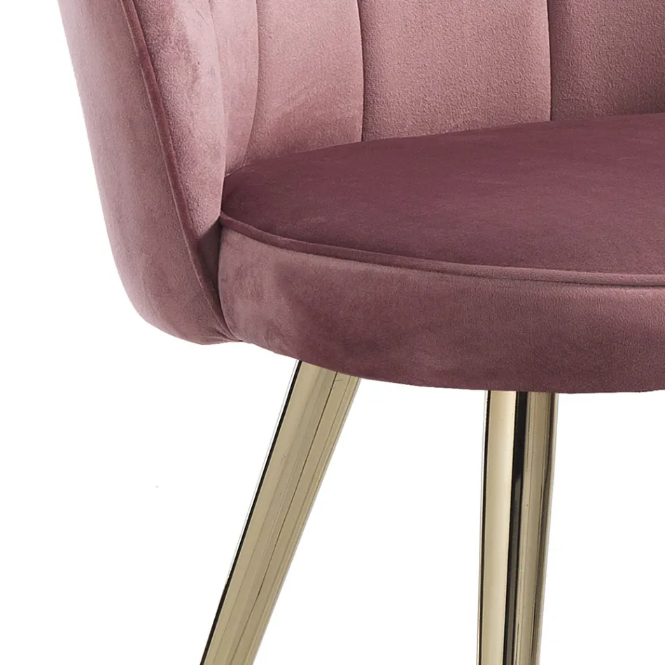 Dining Room Chair in Fabric and Metal Gold Finish 4 Pieces - Refined Viadurini