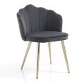 Dining Room Chair in Fabric and Metal Gold Finish 4 Pieces - Refined