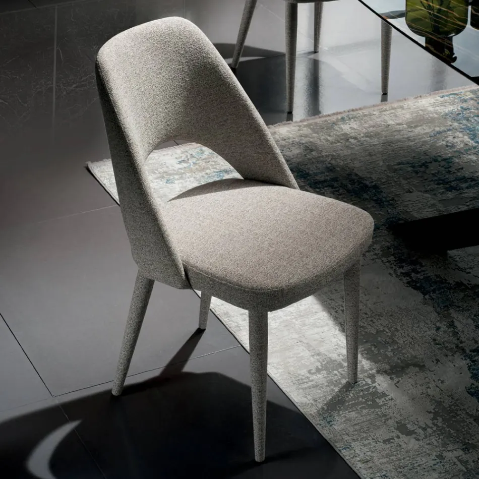 Fabric Dining Room Chair Made in Italy 4 Pieces - Lorenza Viadurini