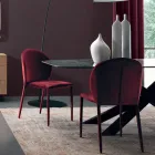 Dining Room Chair Upholstered in Velvet Made in Italy 4 Pieces - Victory Viadurini