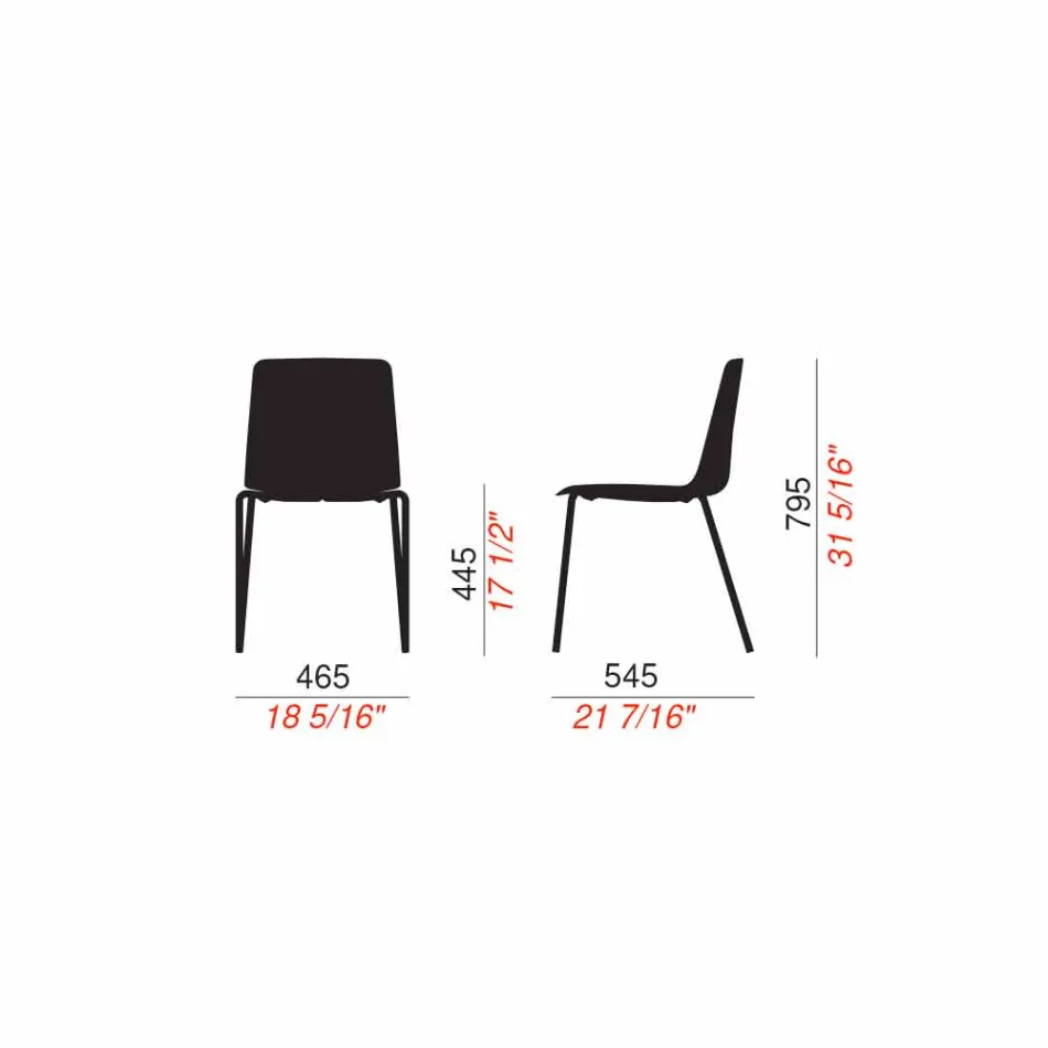 Made in Italy Metal and Polypropylene Dining Room Chair, 4 Pieces - Carlita Viadurini