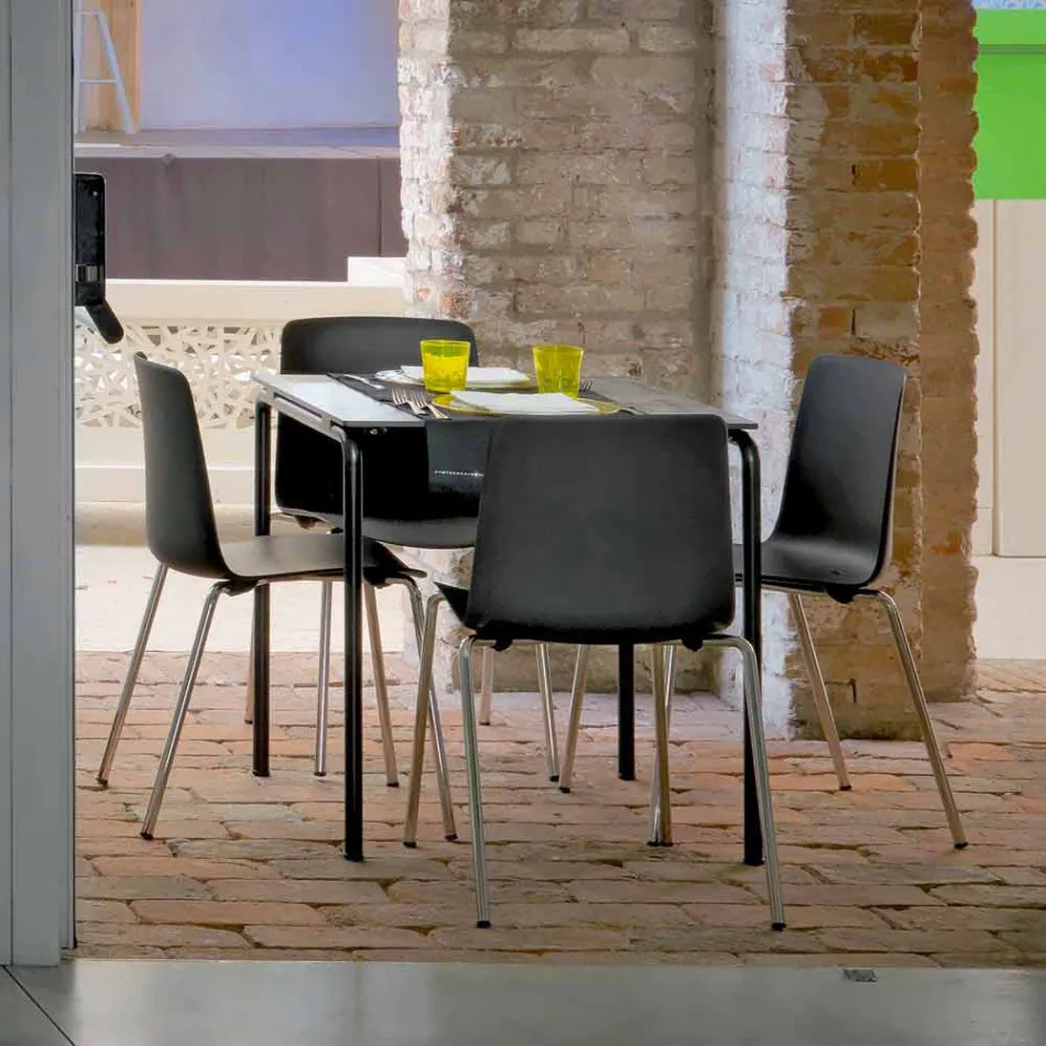 Made in Italy Metal and Polypropylene Dining Room Chair, 4 Pieces - Carlita Viadurini