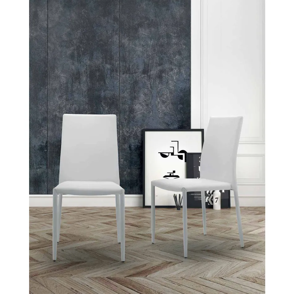 Stackable Living Room Chair, Padded and Covered in Ecoleather - Monamour Viadurini