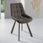 Living Room Chair in Fabric Upholstered with Checkered Pattern 4 Pieces - Raggia Viadurini