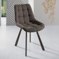 Living Room Chair in Upholstered Fabric and Painted Metal 4 Pieces - Raggia