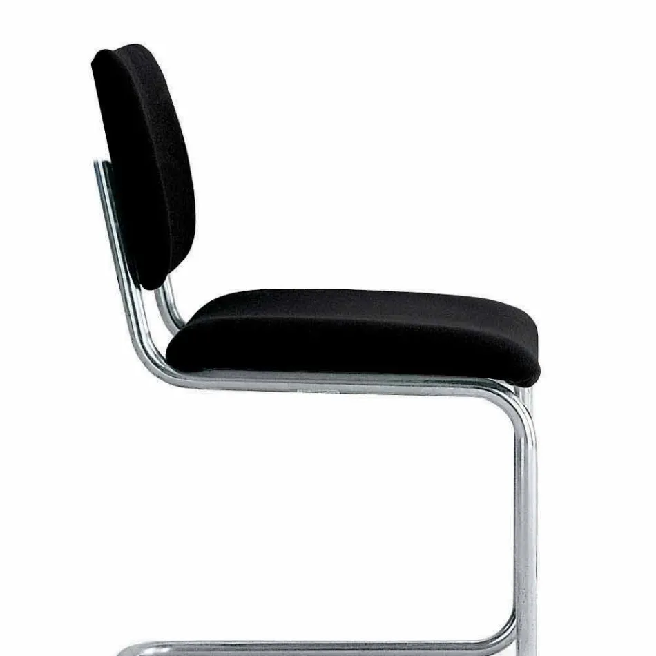 Office Chair in Leather with Structure in Chromed Steel Made in Italy - Octant Viadurini