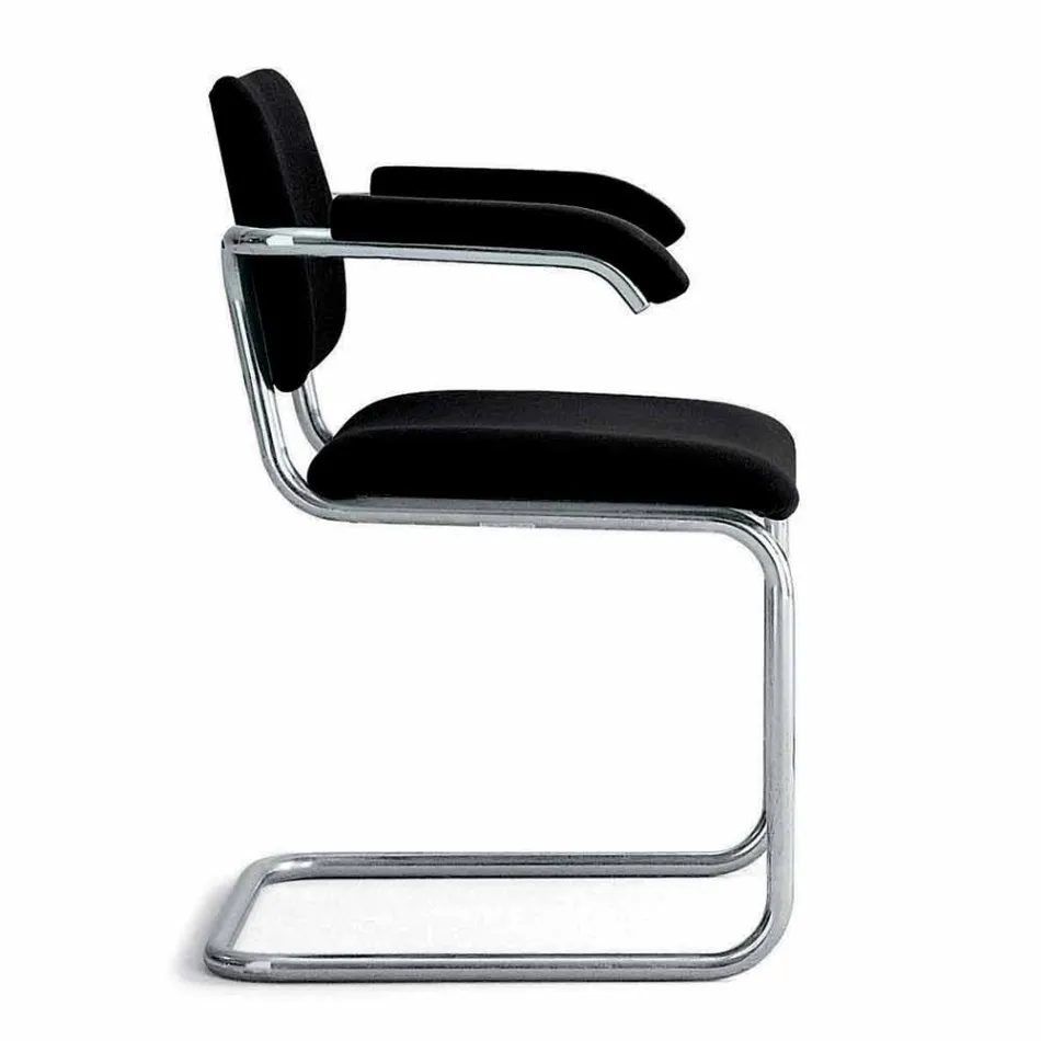 Office Chair in Leather with Structure in Chromed Steel Made in Italy - Octant Viadurini