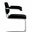 Office Chair in Leather with Structure in Chromed Steel Made in Italy - Octant Viadurini
