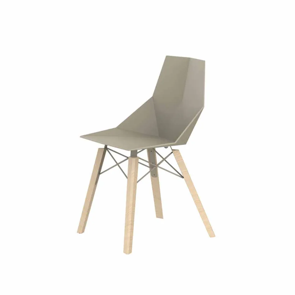 Living Room or Kitchen Chairs in Polypropylene and Wood - Faz Wood by Vondom Viadurini