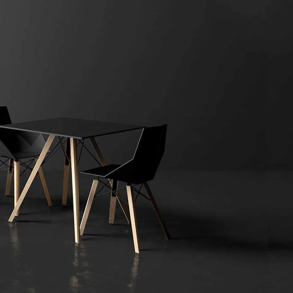 Living Room or Kitchen Chairs in Polypropylene and Wood - Faz Wood by Vondom Viadurini