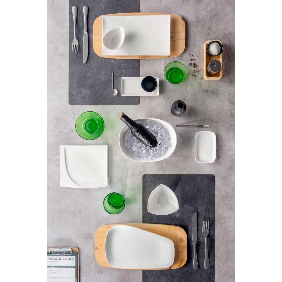 Aperitif Service 12 Pieces Modern White Porcelain Design Plates - Nalah Viadurini