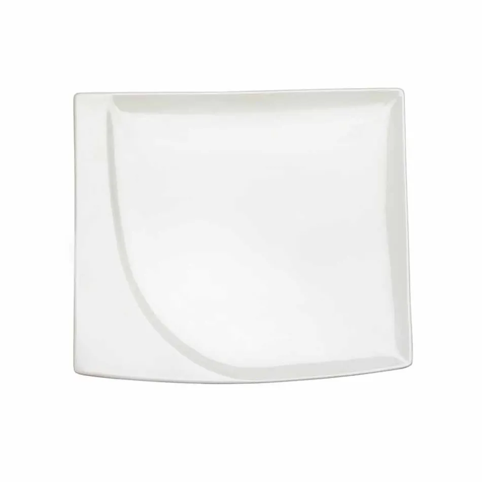 Aperitif Service 12 Pieces Modern White Porcelain Design Plates - Nalah Viadurini