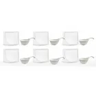 Aperitif Service 12 Pieces Modern White Porcelain Design Plates - Nalah Viadurini