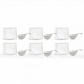 Aperitif Service 12 Pieces Modern White Porcelain Design Plates - Nalah