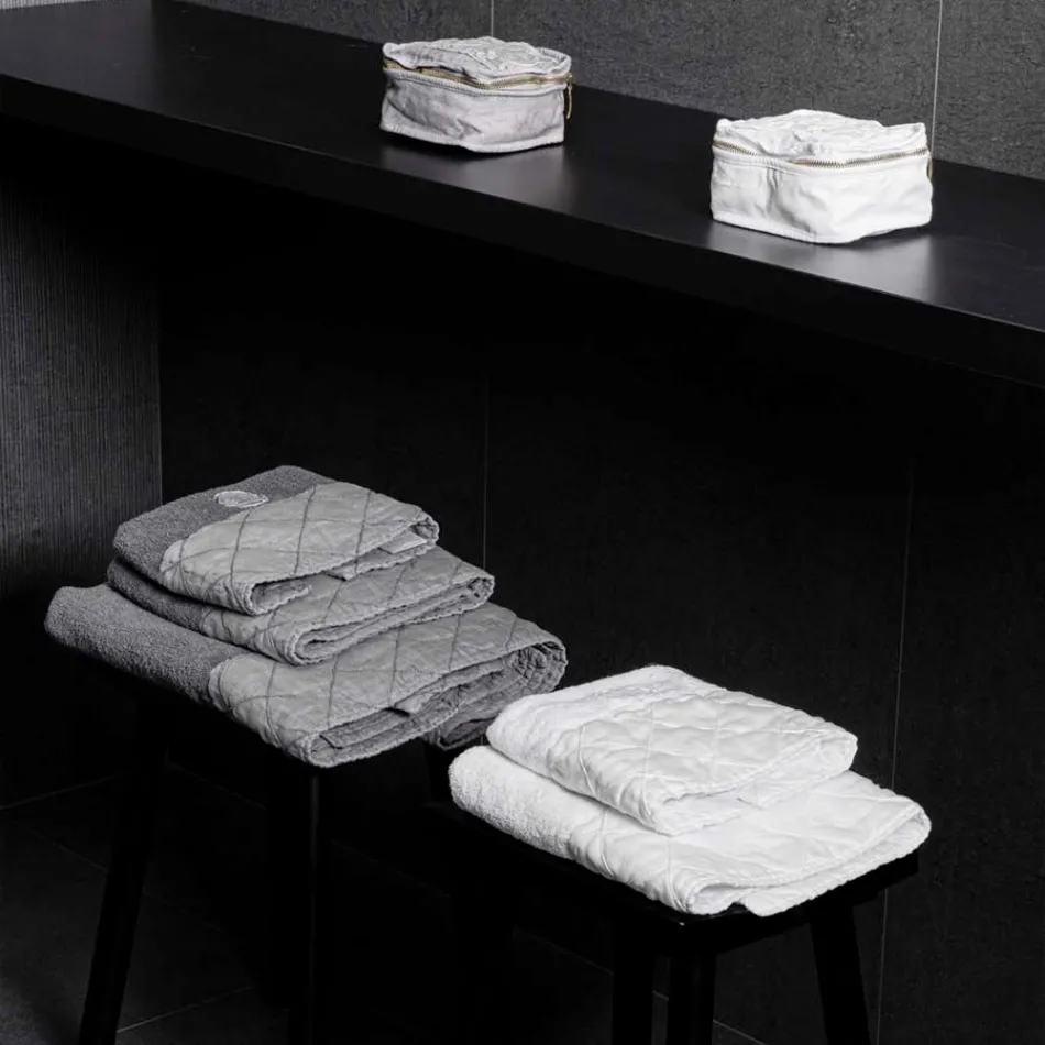 Service of face and guest towels and terry towel with luxury decoration - Hassim Viadurini
