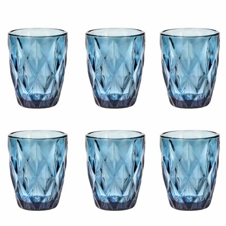 Colored Glass Water Glasses Set 6 Pieces Modern Design - Timon Viadurini