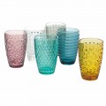 Modern Drinkware Set in Decorated Colored Glass 12 Pieces - Mix