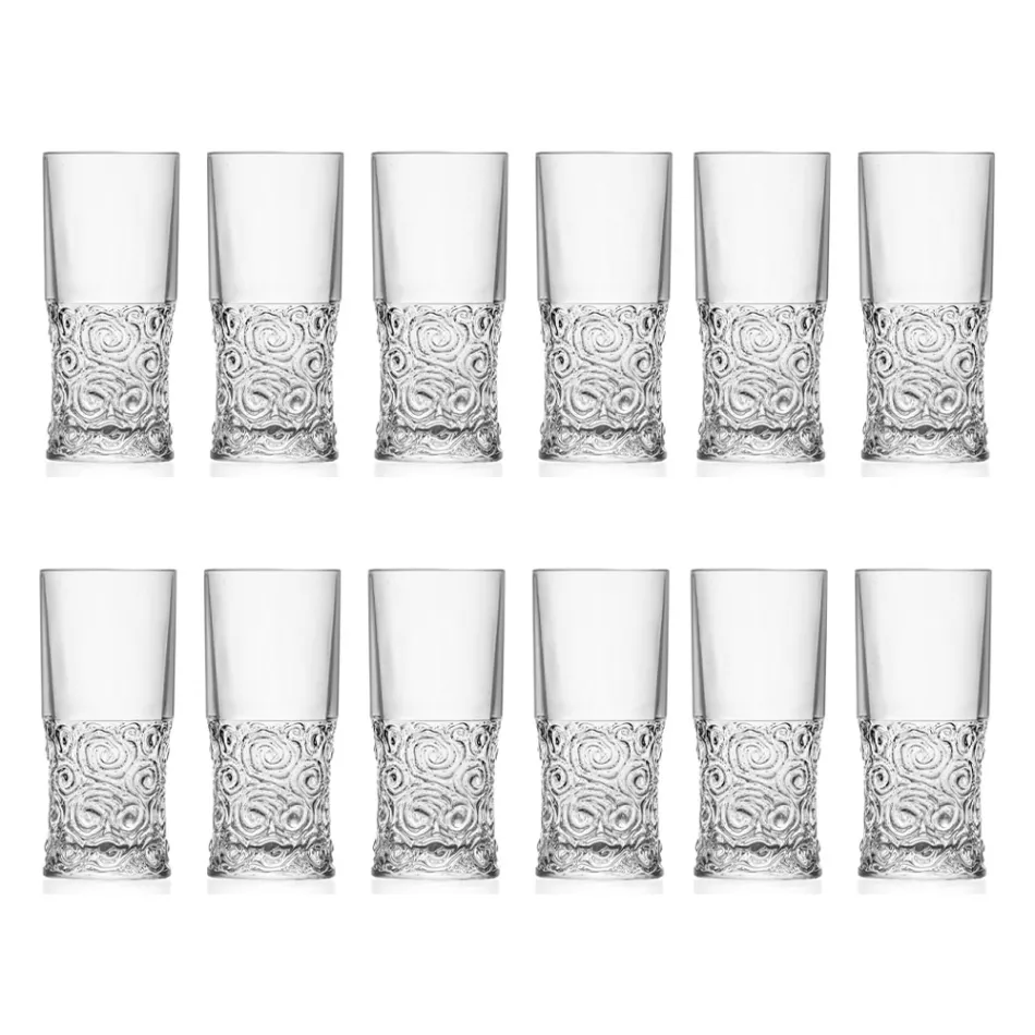 Highball Glasses Service in Eco Crystal Audace Decoration 12 Pieces - Ritmo Viadurini