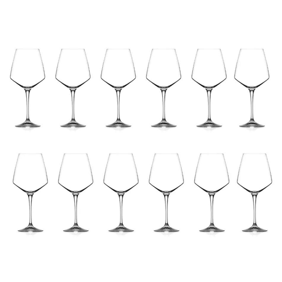Red or White Eco Crystal Minimal Wine Glass Set 12 Pcs - Etera Viadurini
