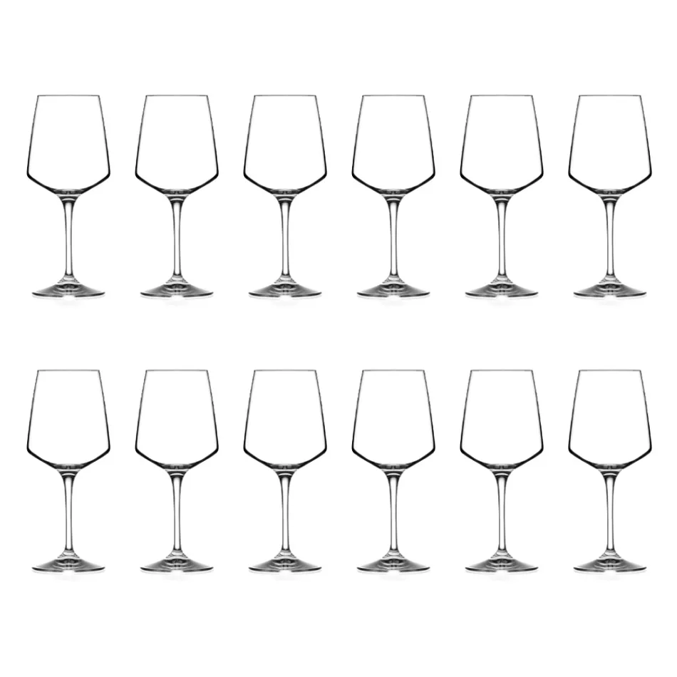 Red or White Eco Crystal Minimal Wine Glass Set 12 Pcs - Etera Viadurini