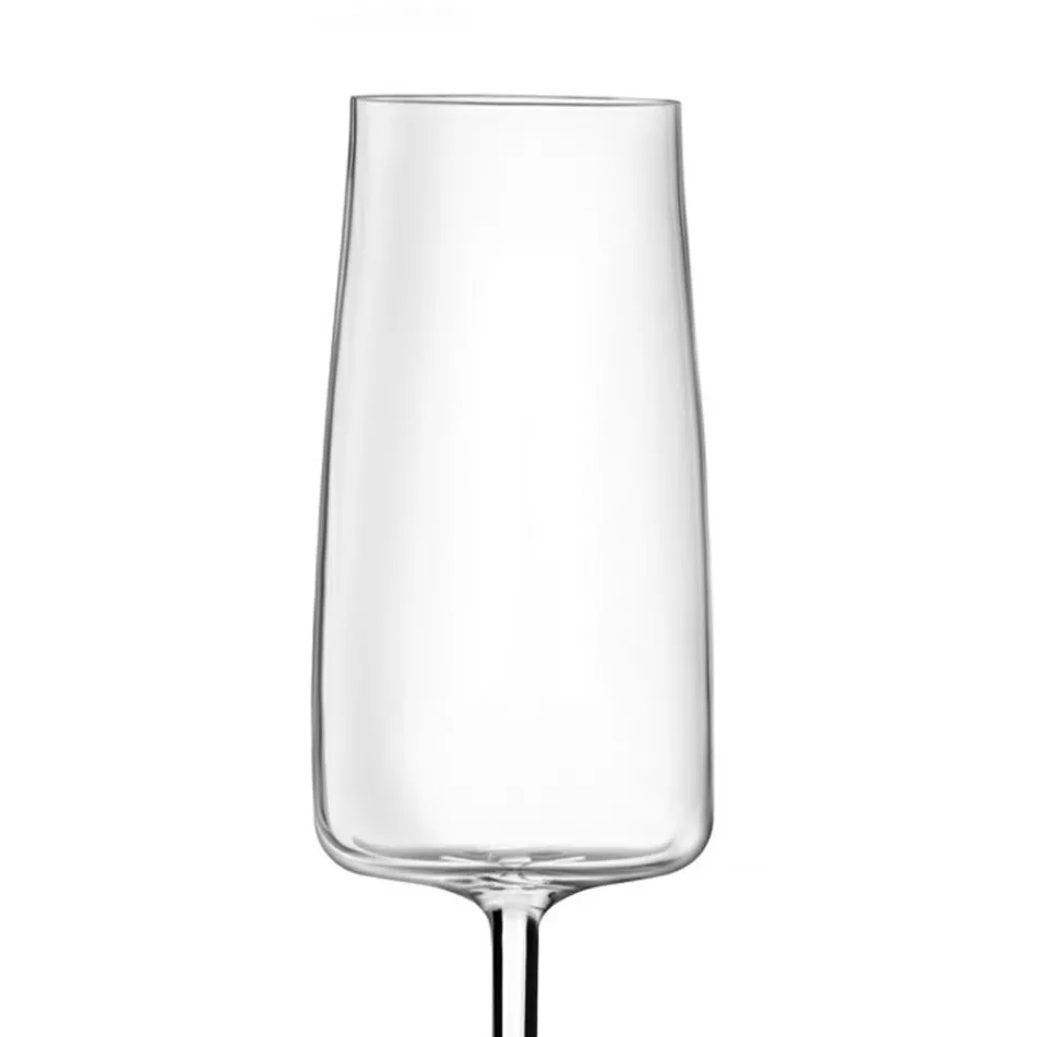 Italian Minimal Eco Crystal Flute Goblet Set 12 Pcs - Primordio Viadurini