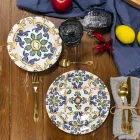 Colored Wine Goblet Set in Glass and Oriental Style Decoration 12 Pieces - Screw Viadurini