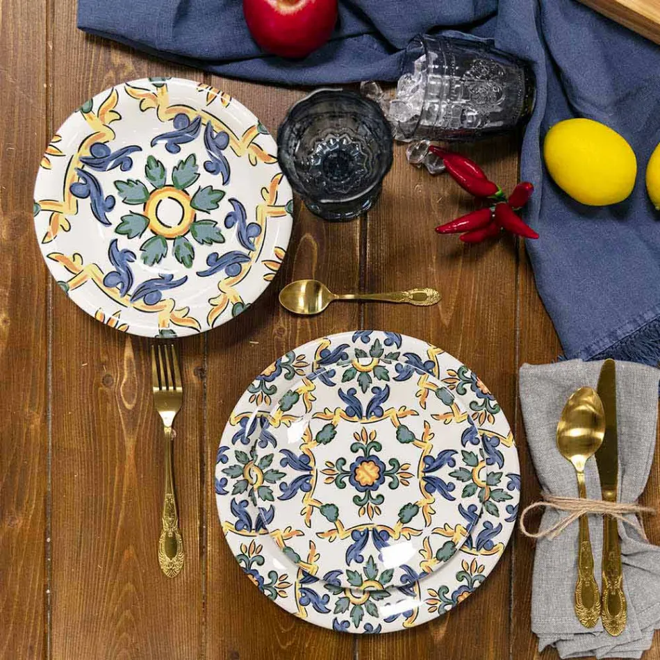 Colored Wine Goblet Set in Glass and Oriental Style Decoration 12 Pieces - Screw Viadurini