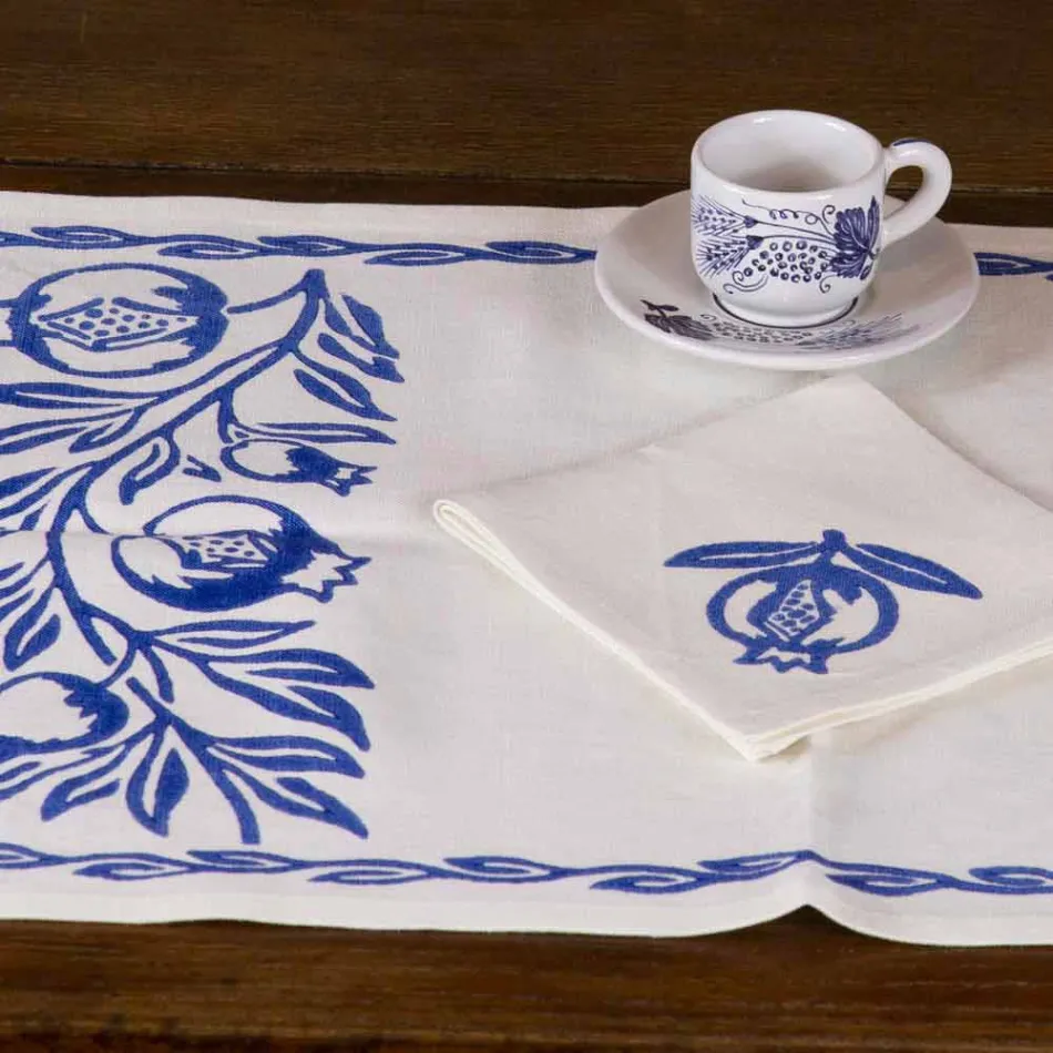 Italian Artisan Breakfast Service Hand Print on Ancient Fabrics - Brands Viadurini