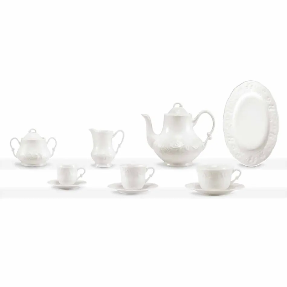 Complete Breakfast Service 22 Pieces in White Porcelain - Gimignano Viadurini
