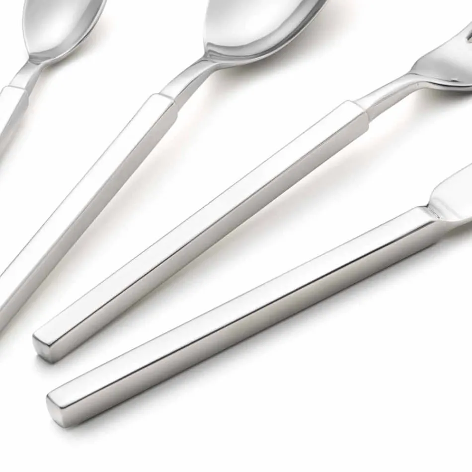 Complete Steel Cutlery Set 24 Pieces Design Made in Italy - Tricky Viadurini