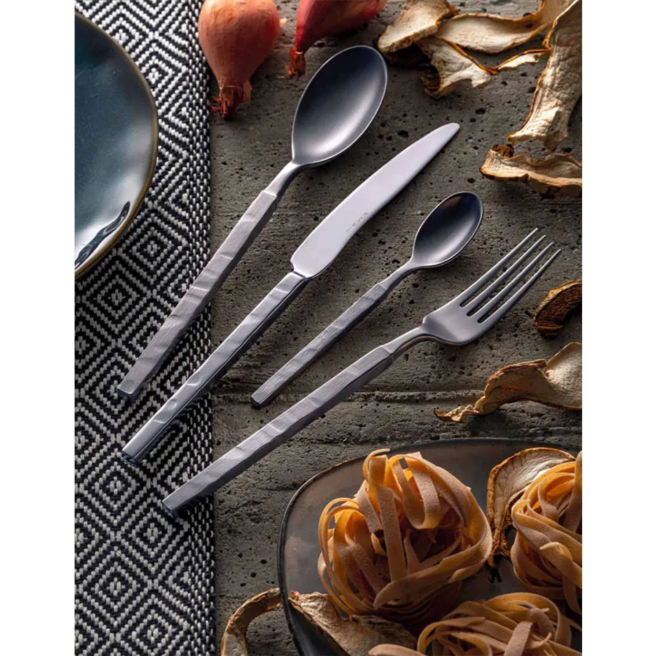 Complete Steel Cutlery Set 24 Pieces Design Made in Italy - Tricky Viadurini